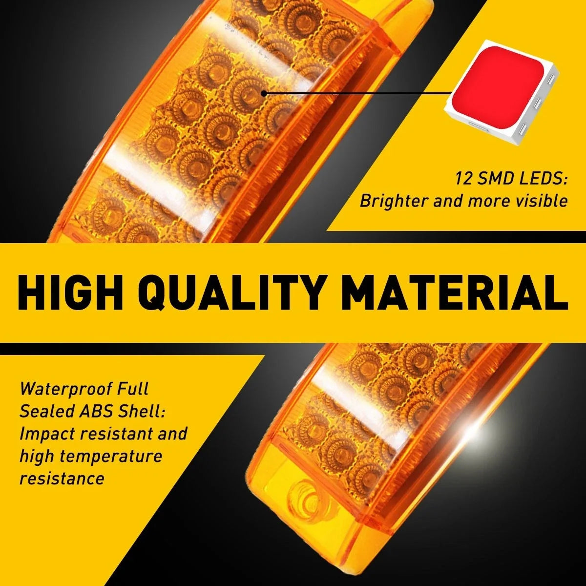 2X 6" Amber 21-LED Clearance Side Marker Lights for Truck Trailer