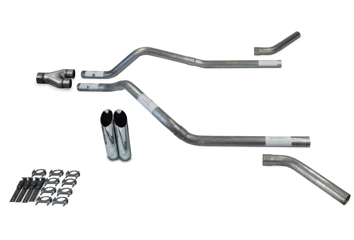 Dual Exhaust Kit Y Pipe for Chevy Blazer (1995–1999) - 2.5" Slash Tips