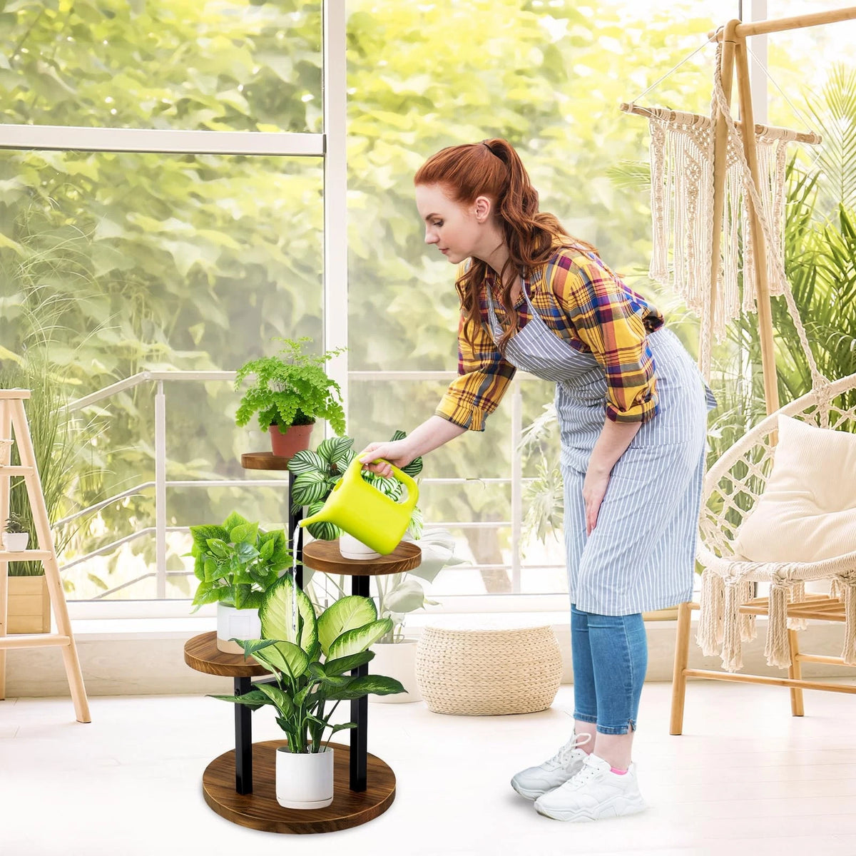 3 Tier Metal Wood Plant Stand for Indoor Plants