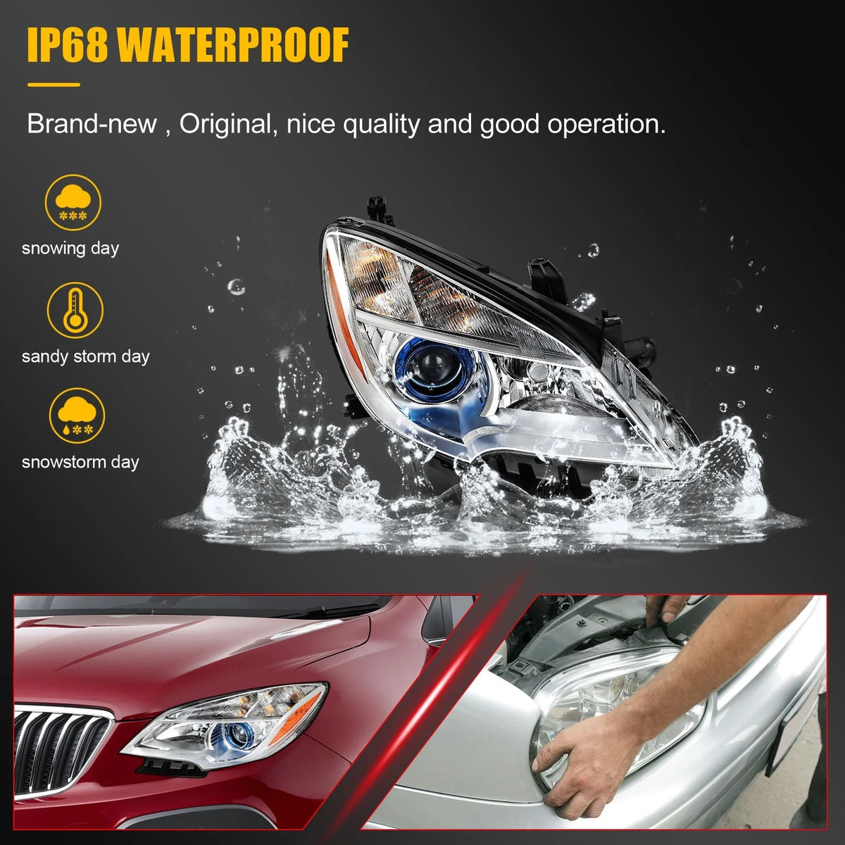 2Pcs Pair Chrome Projector Headlights for Buick Encore (2013–2016)