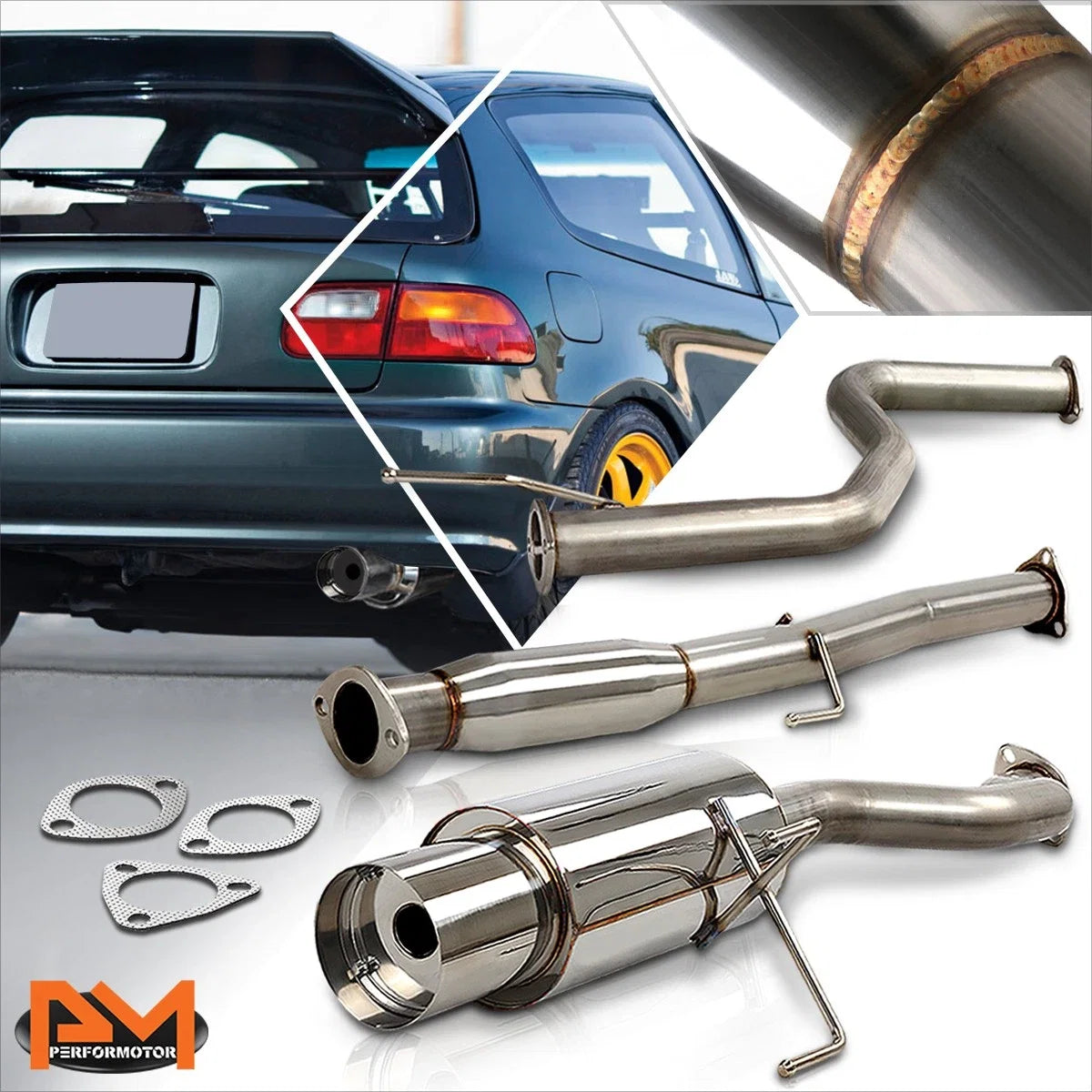 4.5" Tip Muffler Racing Catback Exhaust System for Honda Civic (1992–2000)