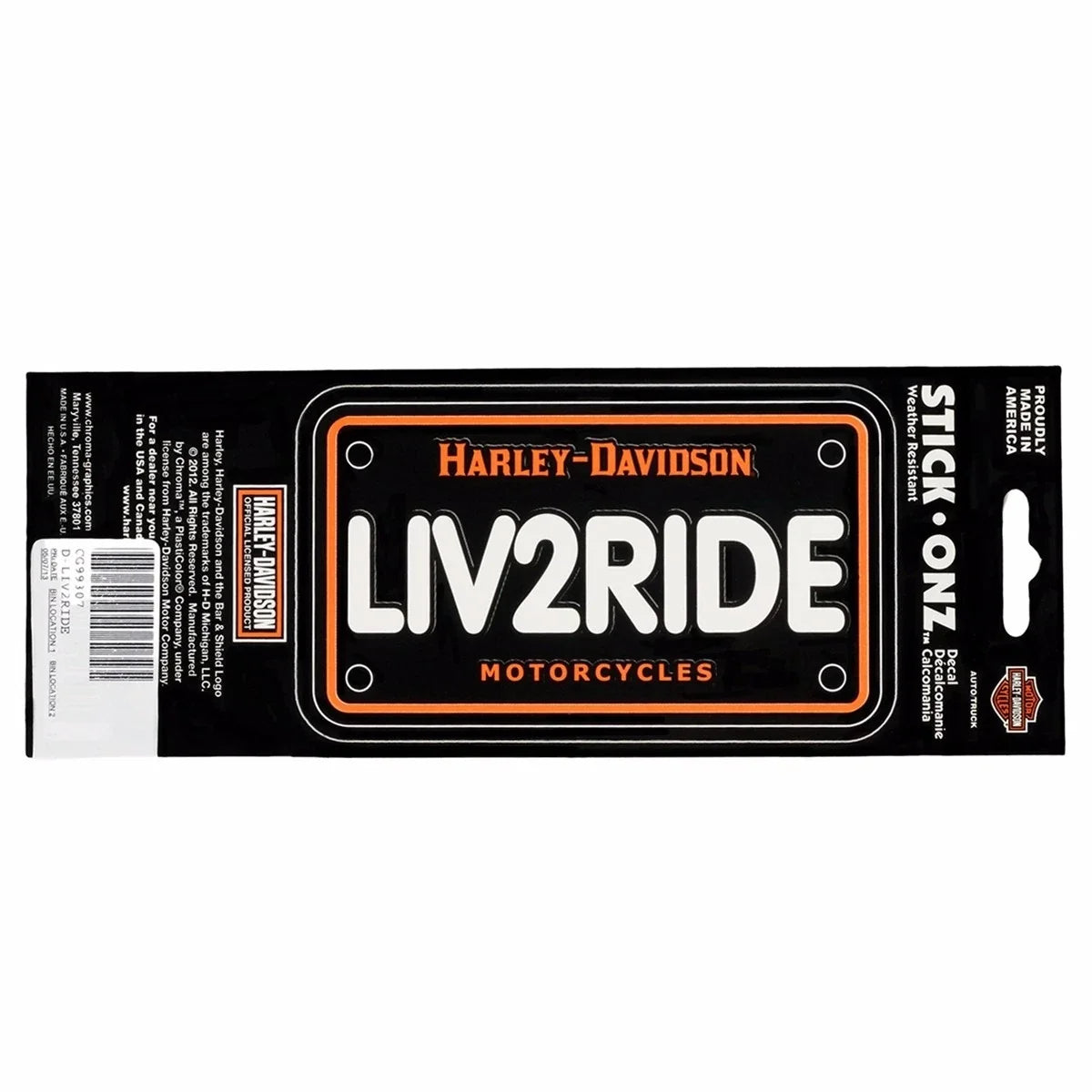 Live to Ride Sticker Decal for Harley Davidson Motorcycle License Plate