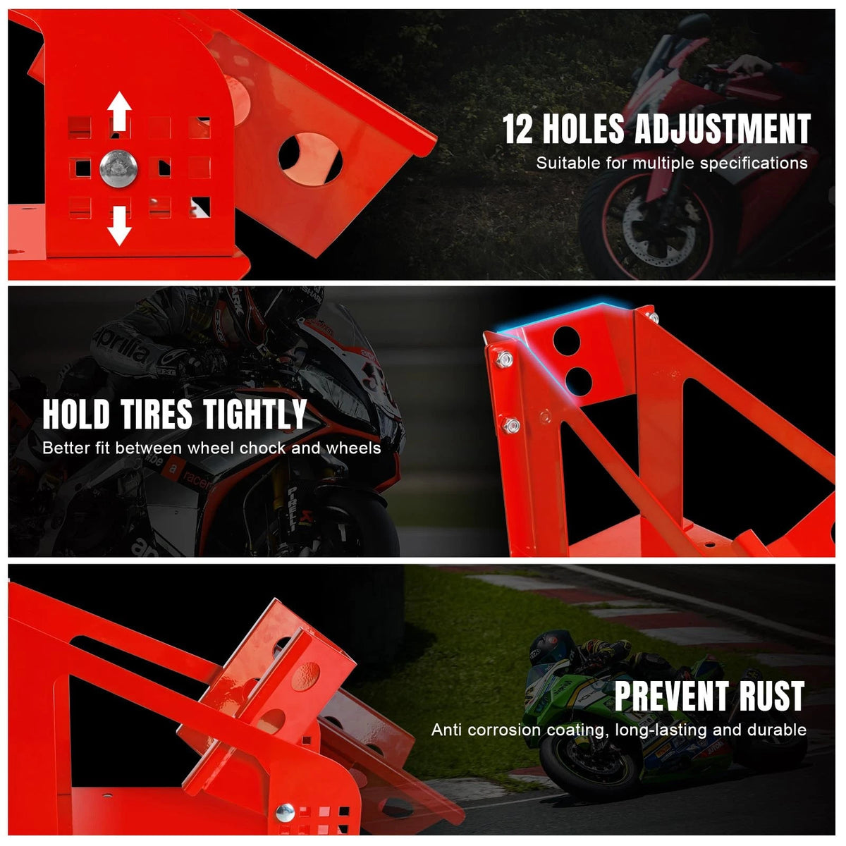 Wheel Chock for Motorcycle (Stand Up to 1800 Lbs)