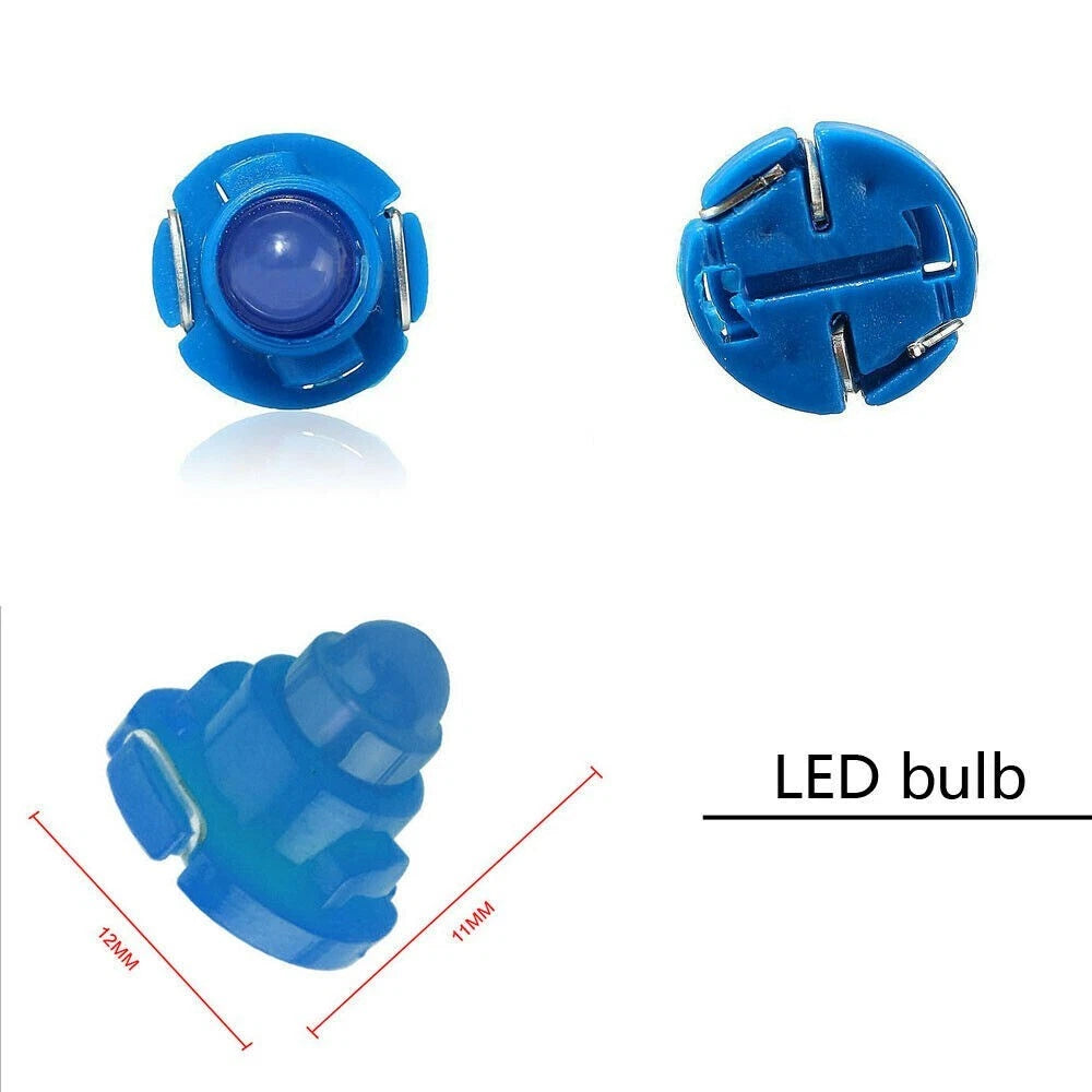 10-50PC 12V Blue T4.7 Wedge LED Bulbs for Instrument Panel Light (Universal)