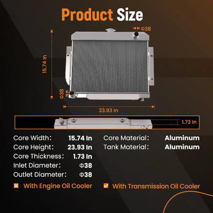 3 Row Aluminum Radiator for Jeep CJ7 Scrambler L6 4.2L 5.0L (1976–1986) DPI583