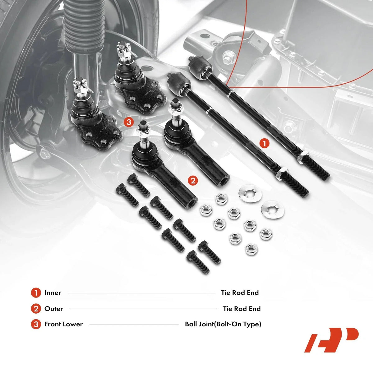 6x Inner Outer Front Lower Tie Rod Ball Joint for Dodge Durango Dakota (1998–2004)