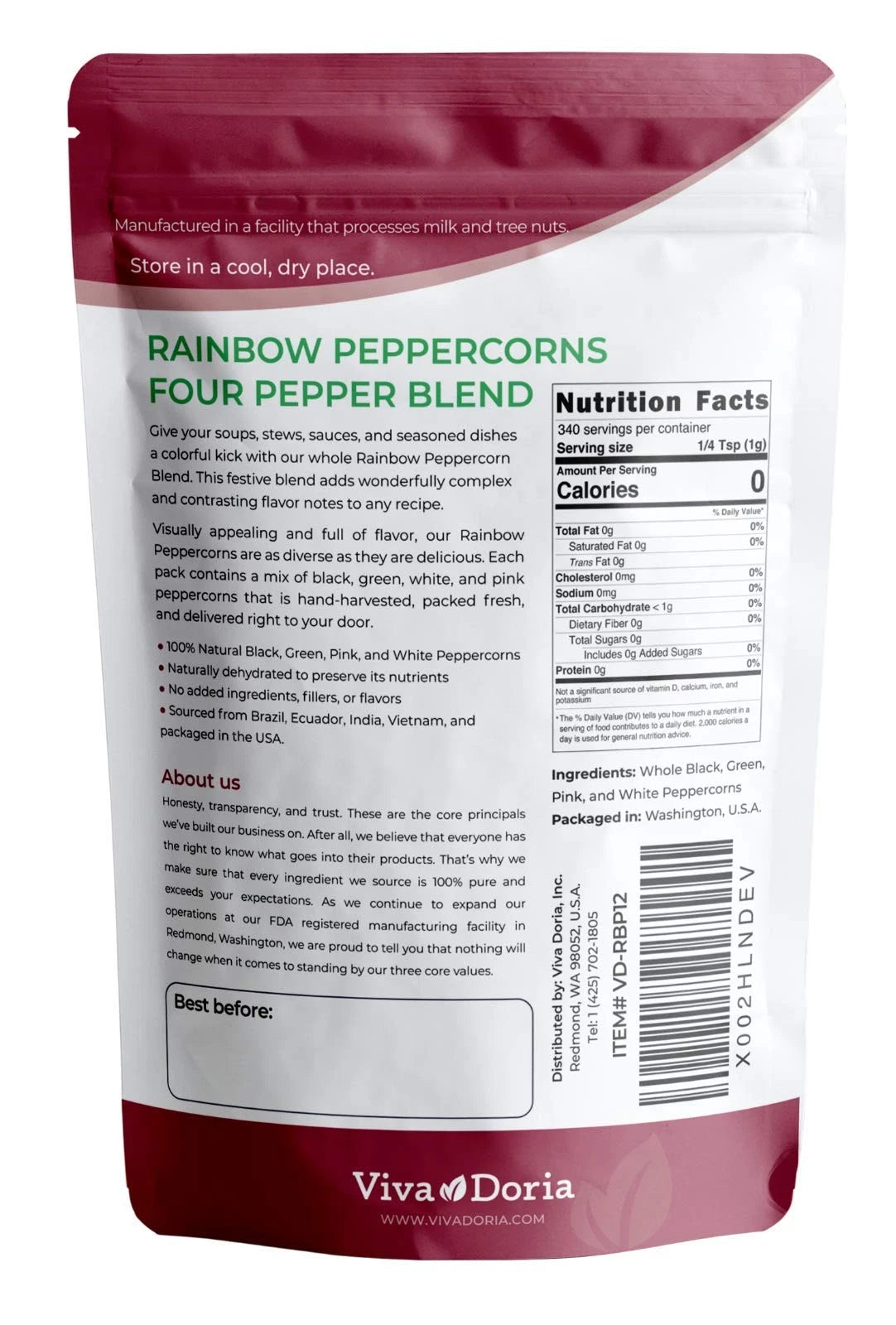 Rainbow Peppercorns Blend for Culinary Use (12 Ounce)