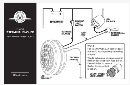 2 Terminal LED Flasher for Headlight Taillights 12 Volt DC (UP#90650)