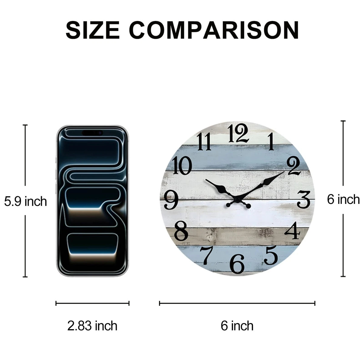 6 Inch Coastal Theme Wooden Wall Clock (Battery Operated)
