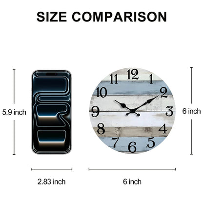 6 Inch Coastal Theme Wooden Wall Clock (Battery Operated)