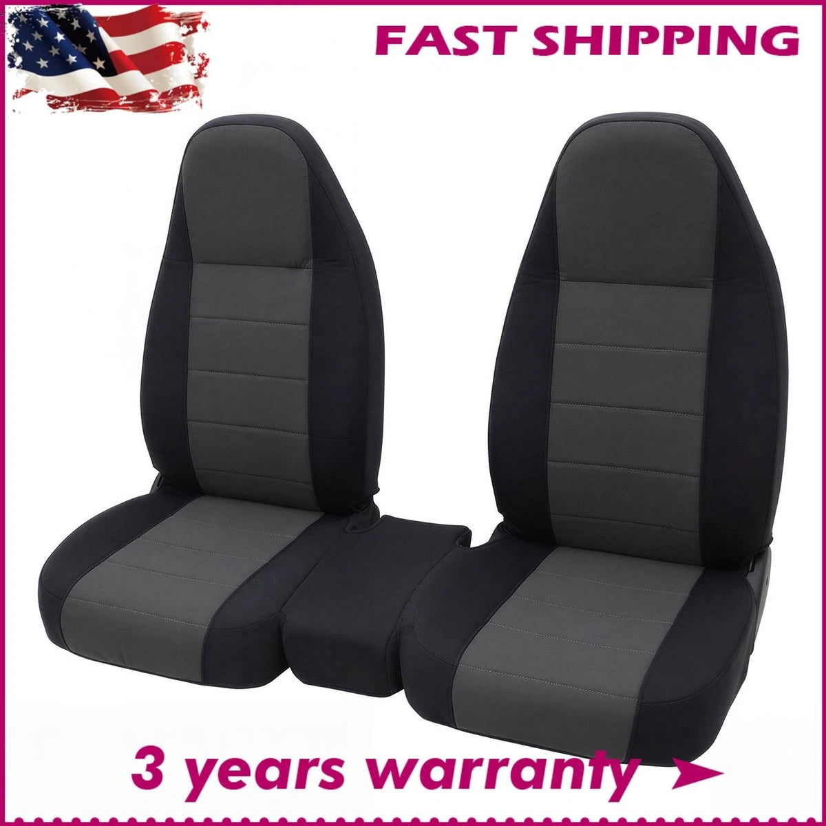Car Seat Covers Set of 2 for Ford Ranger (1998–2004) Black/Charcoal Highback