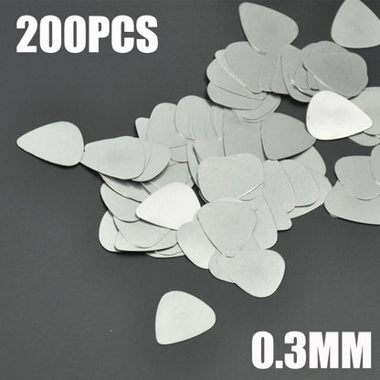 200PCS Stainless Steel Guitar Picks for Bright Sounds