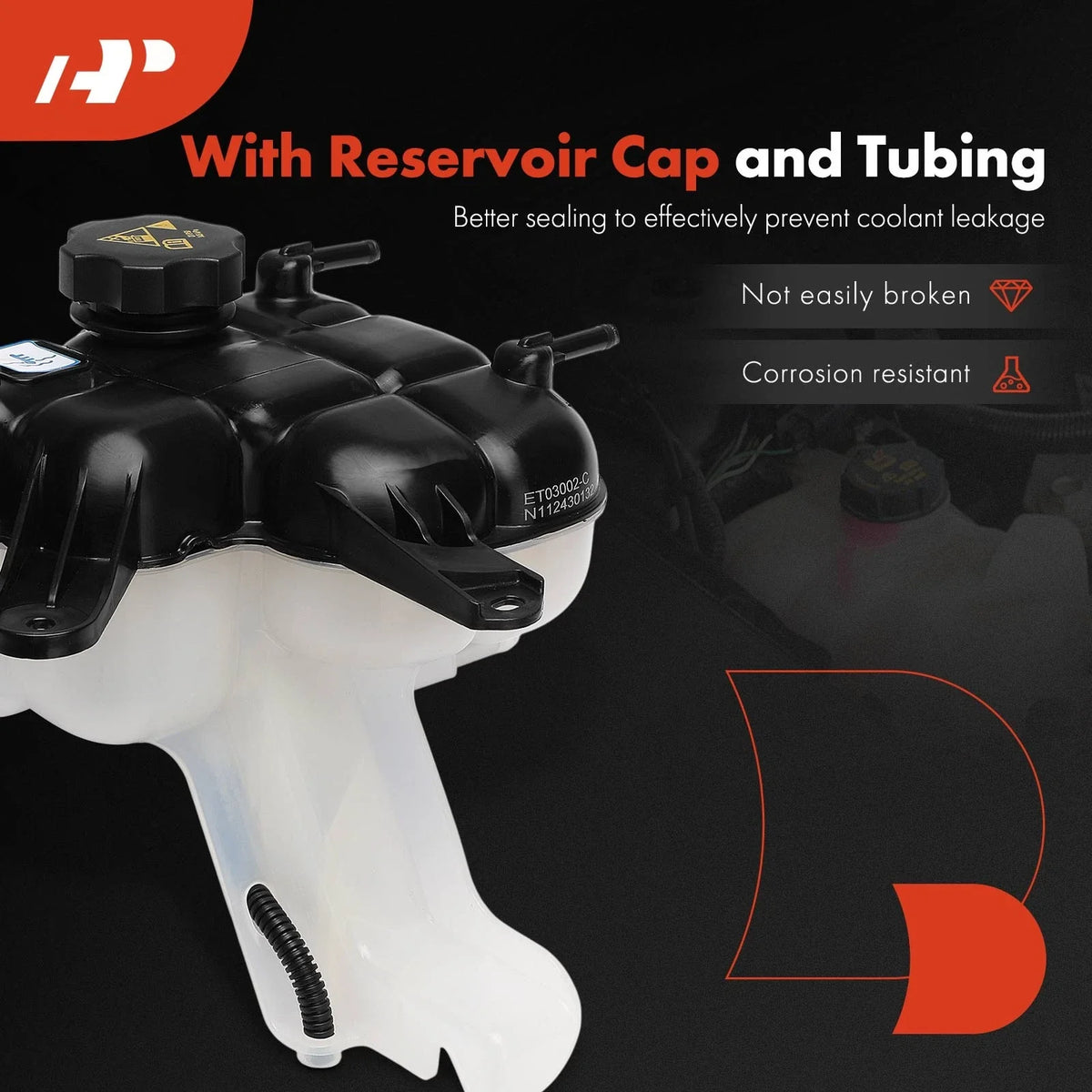 Engine Coolant Reservoir with Cap & Hose for Jeep Grand Cherokee (2016–2021)