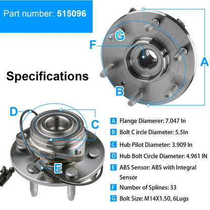Front Wheel Bearing Hub Pair for 4WD GMC Silverado 1500 (2007–2013)
