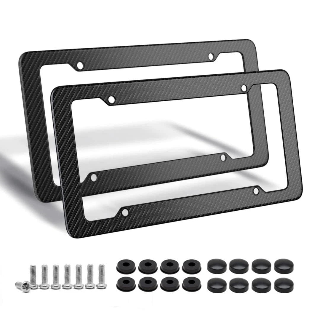 Carbon Fiber License Plate Frame for Universal Fit (12.2x5.9 inches)