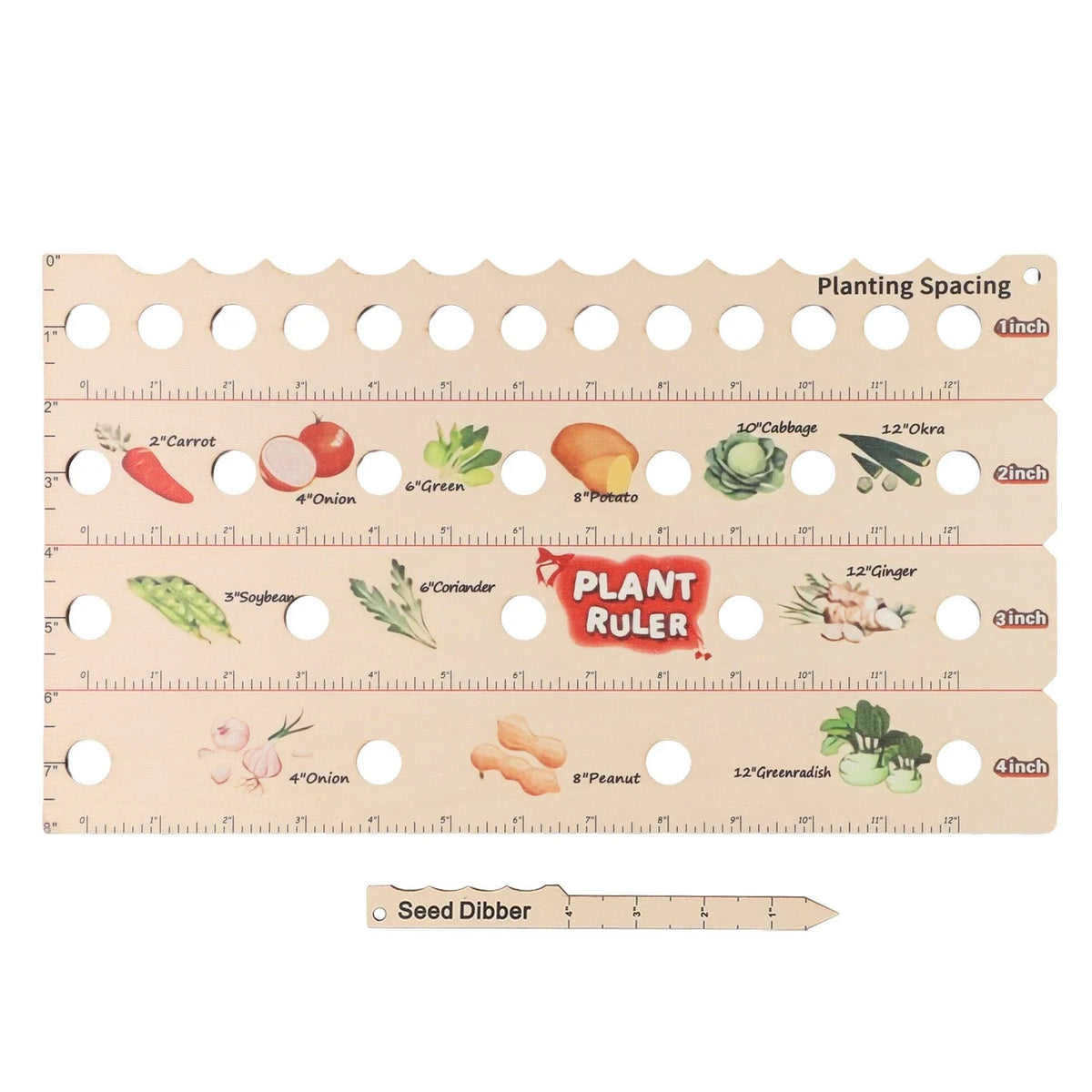 Wooden Plant Ruler Gardening Tool Set