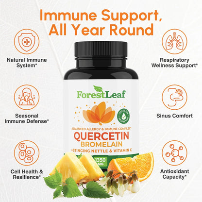 Quercetin with Bromelain 1350mg for Health Support (90 Count)