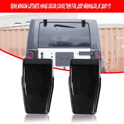 Carbon Rear Window Liftgate Glass Hinge Cover for Jeep Wrangler JK (2007–2018)