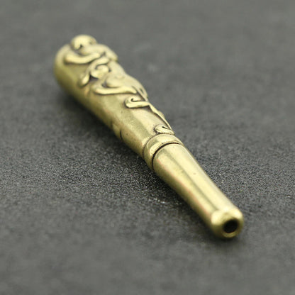 Brass Vintage Animal Pattern Pipe Cigarette Holder