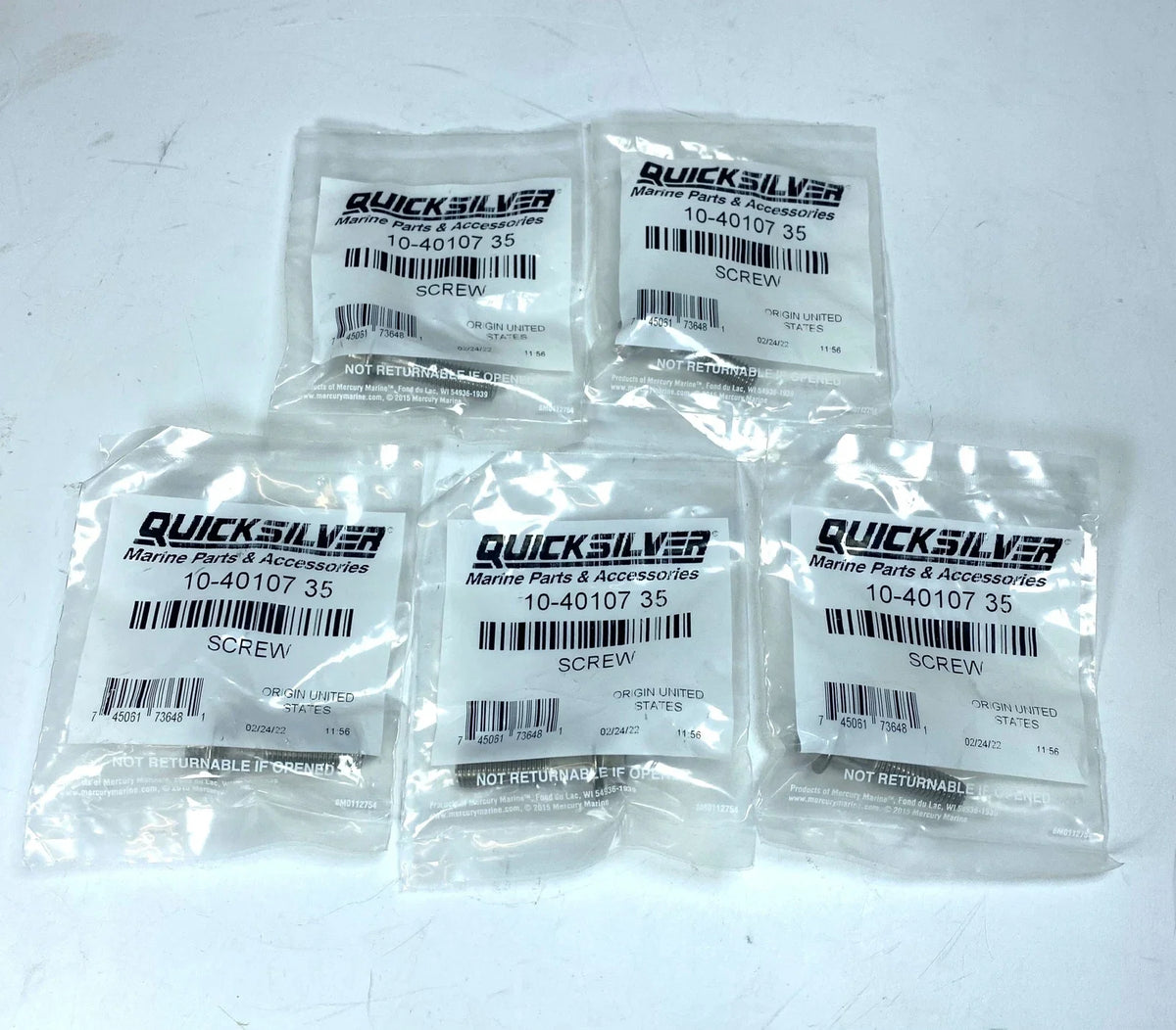 Screw Set of 5 for Mercury Quicksilver 10-40107