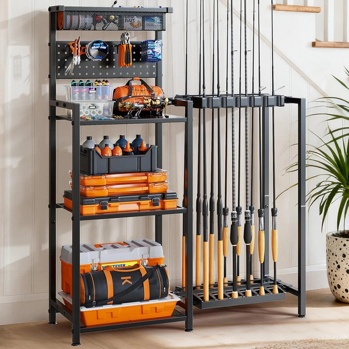 Multi-Functional Fishing Rod Organizer - Holds 12 Rods, Easy Assembly