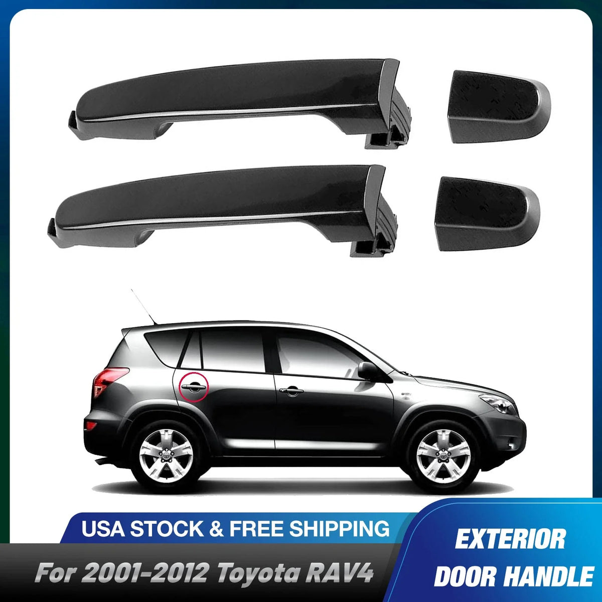 Exterior Door Handle Set for Toyota RAV4 (2001–2012) LH & RH Black