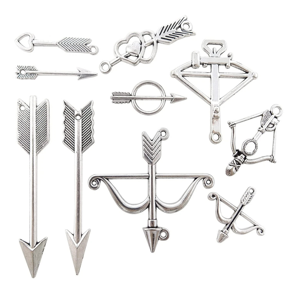 40PCS Mixed Bow and Arrow Charms for Crafting (No Specific Part Numbers)