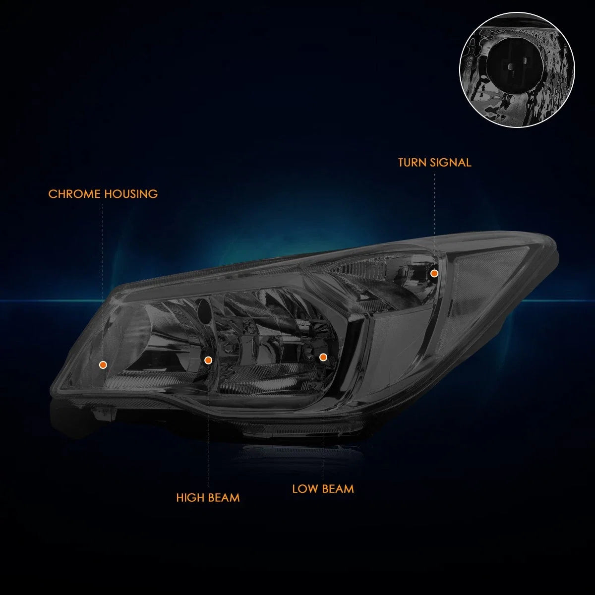 OE Headlight Lamps for Subaru Forester (2014–2016) Smoked Housing Clear Corner