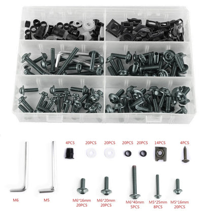 177PCS Fairing Bolts Kit M5/M6 for Sportbikes (Universal)