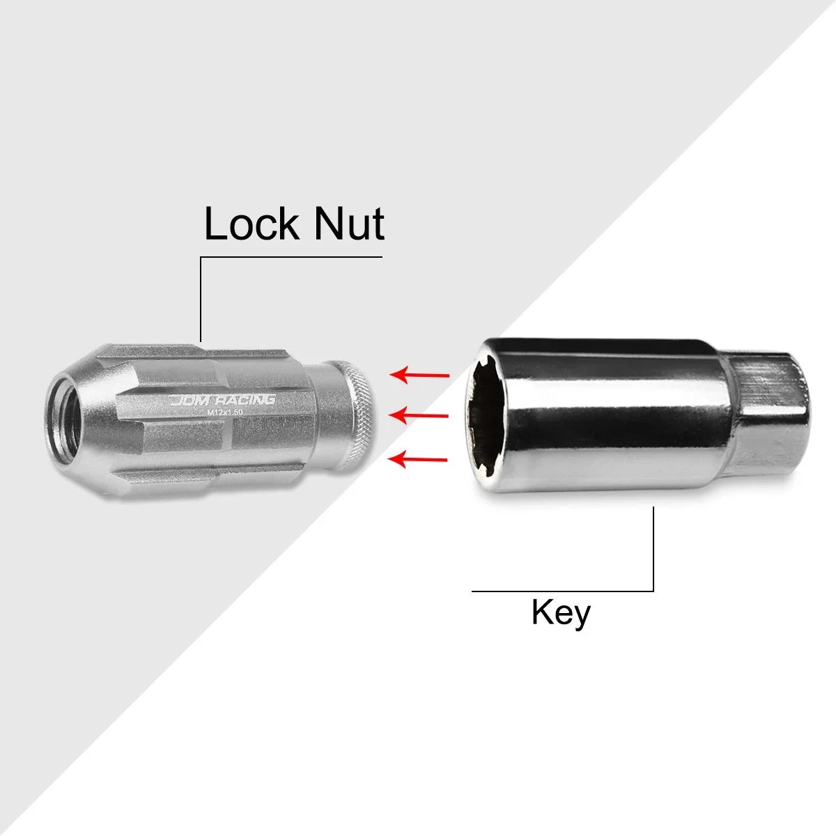 20Pc M12X1.5 Silver JDM Open End Bulge Spline Wheel Lug Nuts + Lock Key
