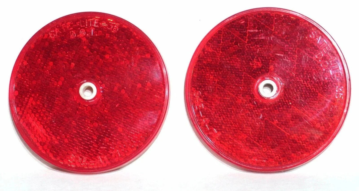 2X Round 3-1/4" Red Acrylic Reflectors for Peterbilt Kenworth Freightliner (80824)