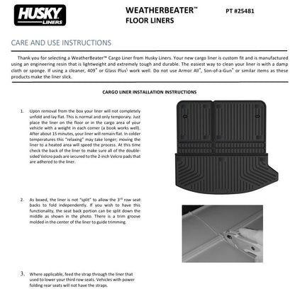 Husky Liner WeatherBeater Rear Cargo Liner for Mazda CX-90 (2024–2026) 25481