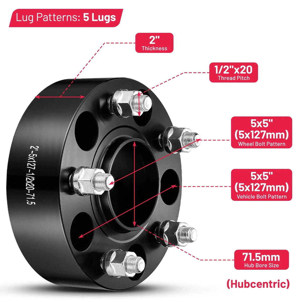 2" Hubcentric Wheel Spacers for Jeep Wrangler JK (2007–2017)