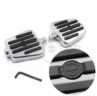 2X Mini Chrome Mount Foot Pegs and Pedal Pads for Harley Davidson