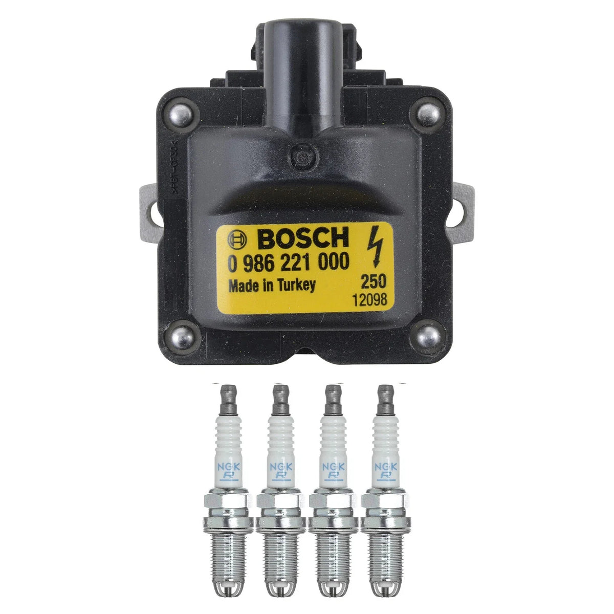 Set of 4 Bosch Ignition Coils & NGK Spark Plugs for C230 Golf Jetta Passat (2000–2006)
