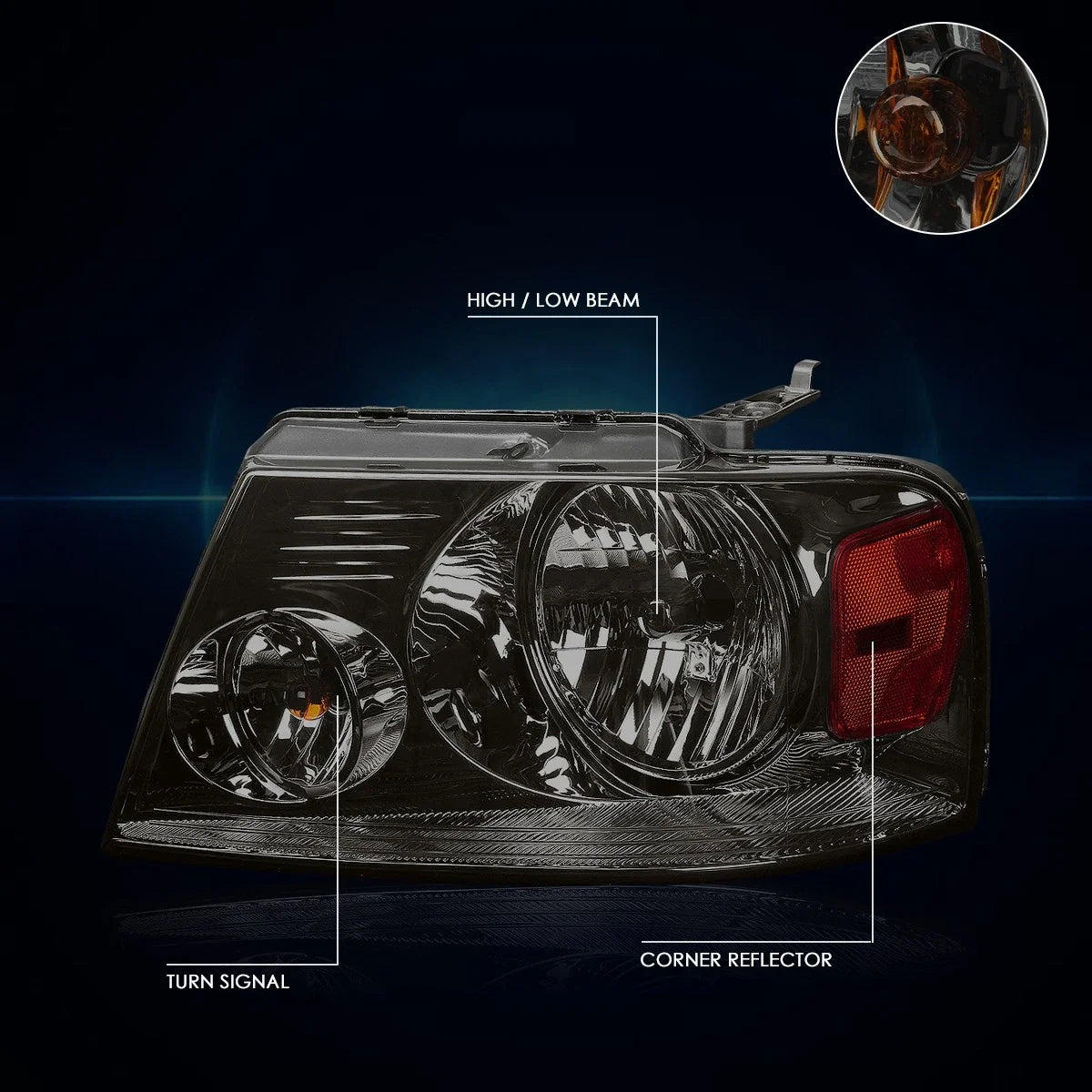 Smoked Headlight & Amber Corner Lamps for Ford F150 (2004–2008)