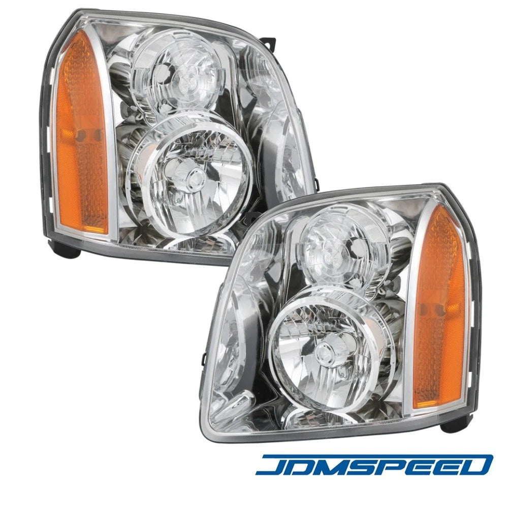 Pair Chrome Housing Headlights Assembly for GMC Yukon XL 1500 2500 (2007–2014)