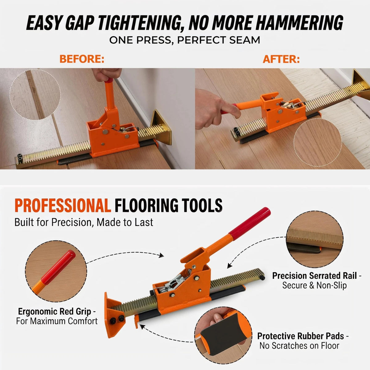 Hardwood Flooring Jack Positioning Tool Spacers Kit - Wear Resistant Carbon Steel