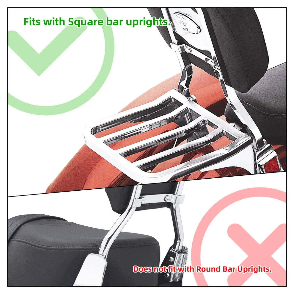 Chrome/Black Sissy Bar Luggage Rack for Harley Softail Sportster XL 883 1200 (1982–2023)