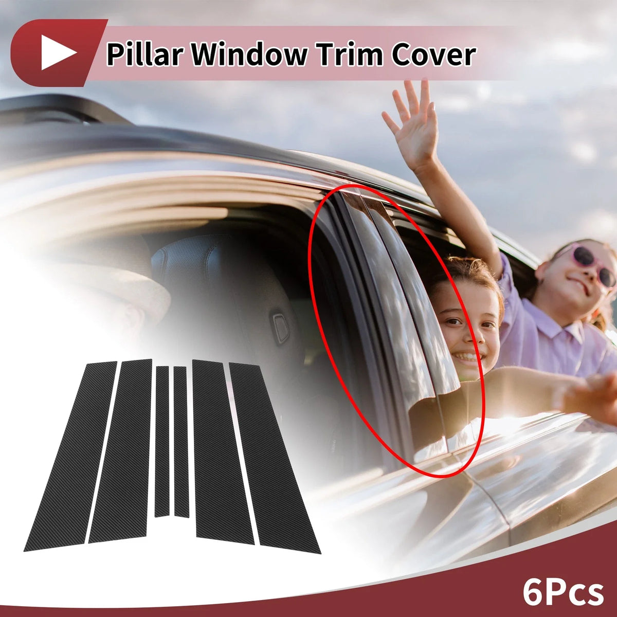 Door Pillar Window Trim for BMW 1-Series Hatchback (2008–2016) Carbon Fiber Black