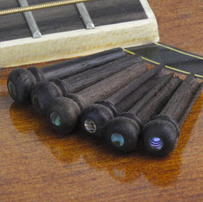 6Pcs Rosewood Ebony Bridge Pins with Pearl Shell Dot for Acoustic Guitar