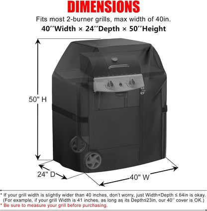 40 Inch Grill Cover for Outdoor Grill (Black)