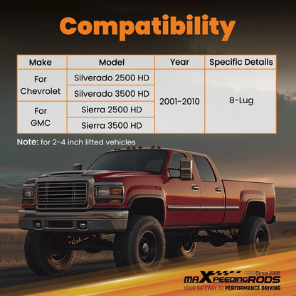2-4" Lift Upper Control Arm Suspension for Silverado Sierra 2500 HD 3500HD (2001–2010)