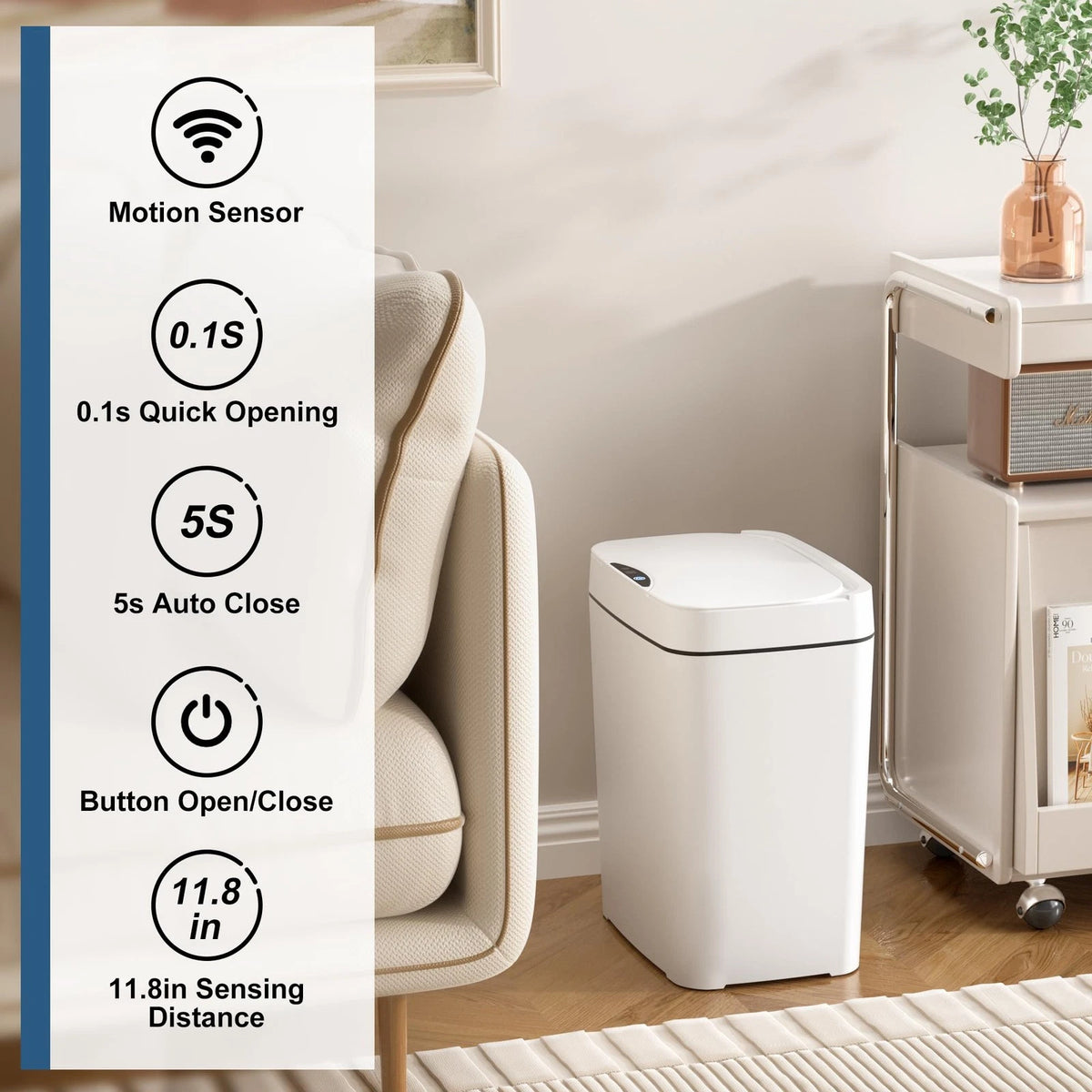 2X 2.7 Gal Bathroom Trash Can with Lid for Vanpopubs