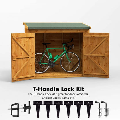 6" Shed Door Hardware Kit with T-Handle Lock & 5 Keys (No Part Numbers)