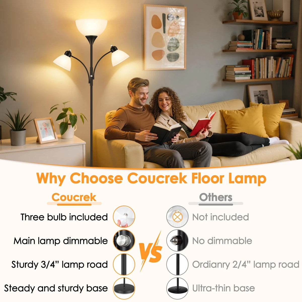 Floor Lamp for Living Room (72" Dimmable Torchiere)