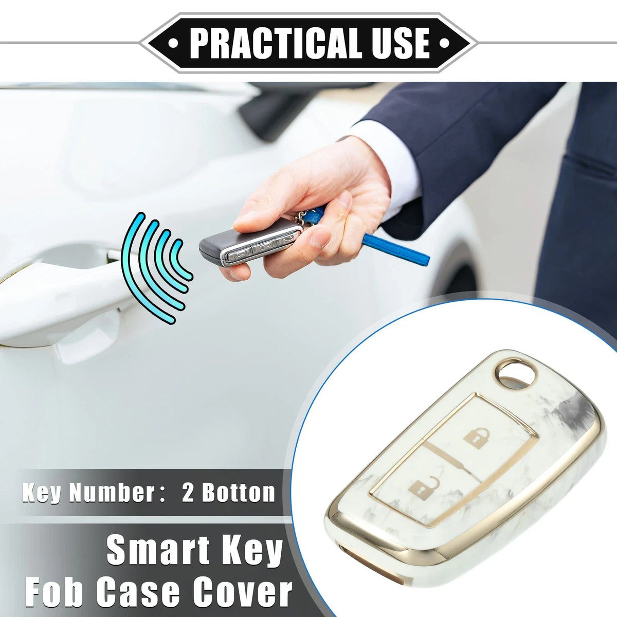 2X Smart Key Fob Case Cover for Nissan Rogue Frontier (2014–2023) TPU Gray