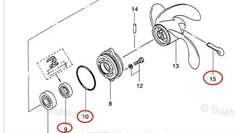 Lower Gearcase Seal Kit for Tohatsu 2HP 2.5HP 3.5HP (All Years) 309601110 345650150 309650150