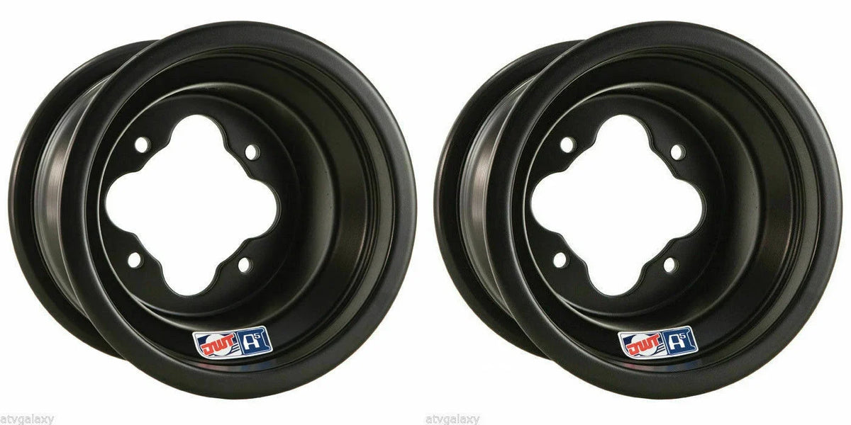 DWT Black A5 Rolled Lip ATV Rear Wheel Pair 9x8 4/110 for Honda TRX 450R 250R 400EX (2004–2009)