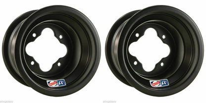 DWT Black A5 Rolled Lip ATV Rear Wheel Pair 9x8 4/110 for Honda TRX 450R 250R 400EX (2004–2009)